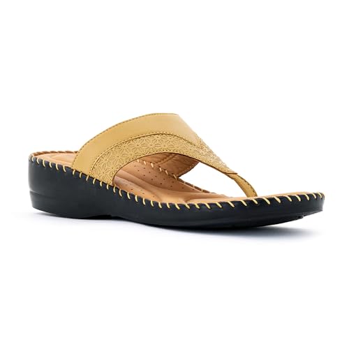 Image of Khadim's Softouch Leather Wedge Heel Slip On Sandal for Women