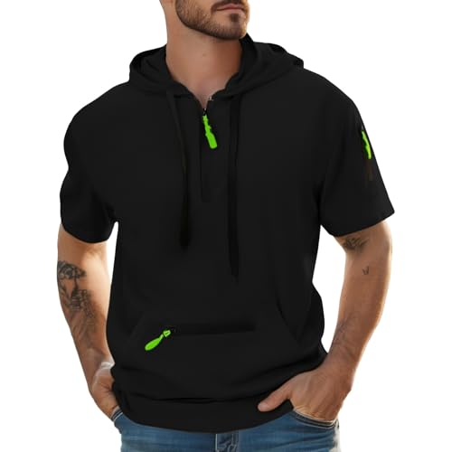 Cocila Hoodies For Men Quarter Zip Hoodie Lightweight Sweatshirt Pullover Oversized Tshirts With Pocket (Black, L) Mens Green Black Christmas 4Xl Junmers Round Neck Work Red Men'S Junmerss 5Xl