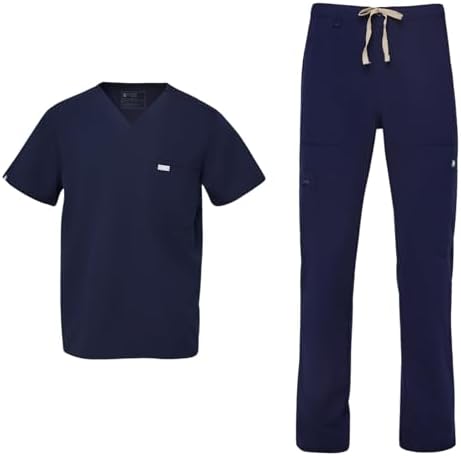 FIGS Leon Top & Cairo Pants Scrub Set for Men — Classic V-Neck, S...