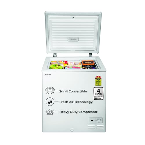 Haier HFC-145SM5, 5 Star Rating, Single Door Convertible Deep Freezer, Inside Metal Liner with Deo...