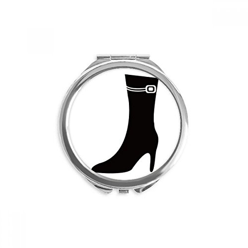 Miroir de maquillage de poche rond portable 2,6" compact avec motif talons hauts