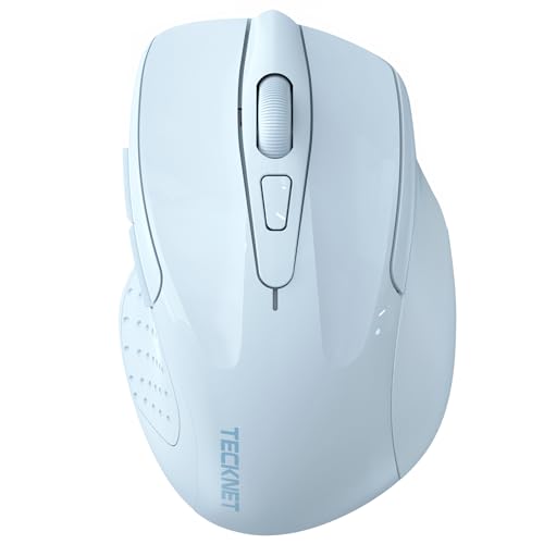 TECKNET Wireless Mouse (2.4G & BT5.0/3.0) Silent 4800 DPI Computer USB A & Bluetooth Mouse 6 Buttons Wide Compatibility - Lightblue