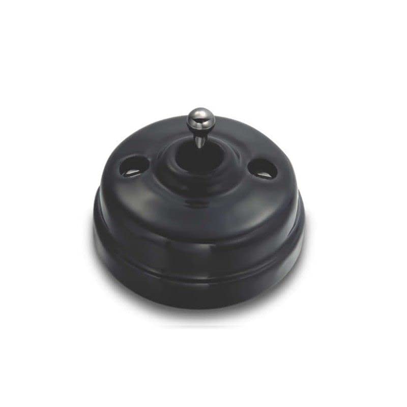 Interrupteur porcelaine noir retro et luxe en nickel pour interieurs chics