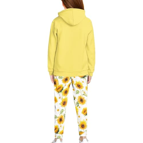 doginthehole Girls 2 Pieces Sweatsuits Pullover Cute Axolotl Sunflowers Graphic Hoodie and Sweatpants Girls Fashion Tracksuit Set Fall Outfits 7-8 Years2