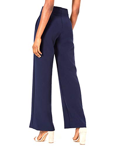 Diane Button-Front Wide-Leg Pants Navy Size X-Small2