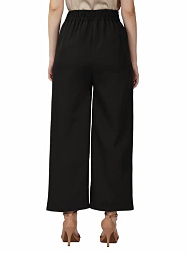 Image of fabcoast High Waist Wide Leg Loose Relaxed fit Women Pants - Flare Style, Half Waistband, Soft and Breathable Fabric - Ideal for Casual and Formal Wear.