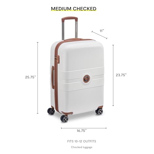 DELSEY PARIS Flanerie SE - Hardside Checked In Luggage 24 Inch - 360° Dual Spinner Wheels - TSA Lock - 5-Year Warranty - Lightweight Polycarbonate Travel Suitcase with Vegan Leather, Champagne by DELSEY PARIS - Used condition - Image 4