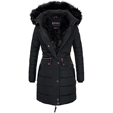 Spindle Girls Long Hooded Padded Fur Trimmed Winter Coat Jacket. Quilted Fleece Lined Body Zip Pockets Black 11/12 Cover