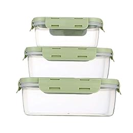 HoleviFO Food Storage Containers Set with Airtight Lids - 3 Pack BPA-Free Plastic Meal Prep Containers in 3 Sizes - Leak Proof Lunch Bento Boxes - Microwave, Dishwasher & Freezer Safe (Green)