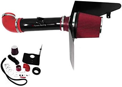 R&L Racing Compatible with Chevrolet Camaro/3.6L/V6 12-15 Cold Heat Shield Air Intake | Matte Black with RED Filter