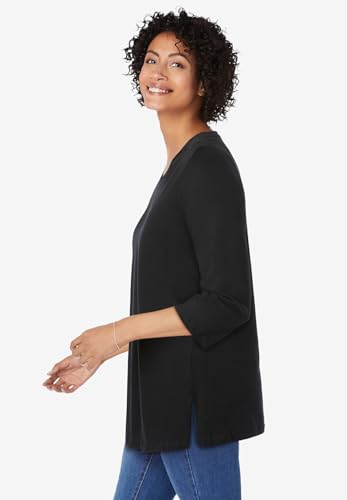 Woman Within Plus Size Perfect Three-Quarter Sleeve V-Neck Tunic4