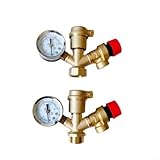 Caldera de válvula de latón Grupo de seguridad DN 25 con manómetro y purga rápida para un control preciso de la presión en calderas (G3/4)