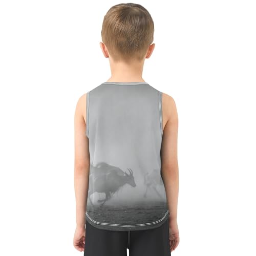 Running Goat Children Athletic Tank Tops Sleeveless Kids Vest Active Shirts for Soccer Teenis Exercise Beach 3T3