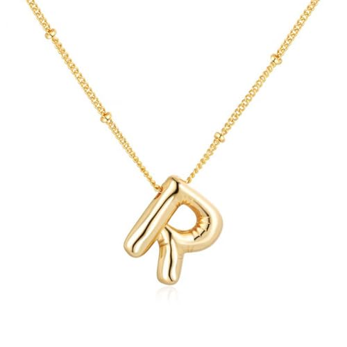 Bijoux initiaux alphabet anti-ternissement collier pendentif plaqué or 14k