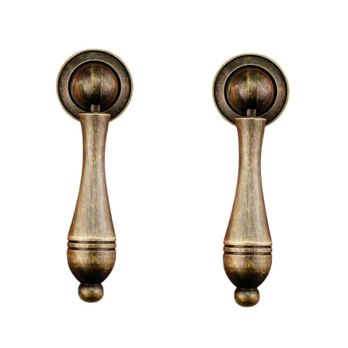 PILYON Furniture Handle 2 Pcs Pure Brass Handle Drop-Shaped Tag