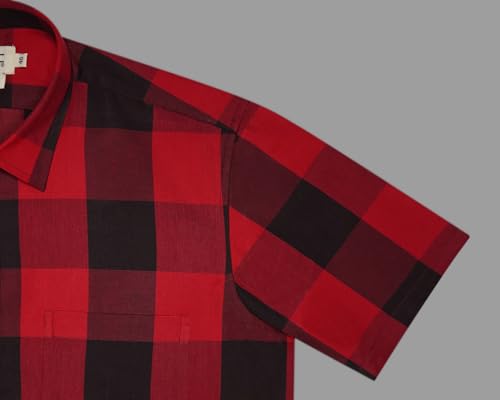 Image of GHPC 100% Cotton Checkered Half Sleeves Regular Fit Formal Shirt for Men
