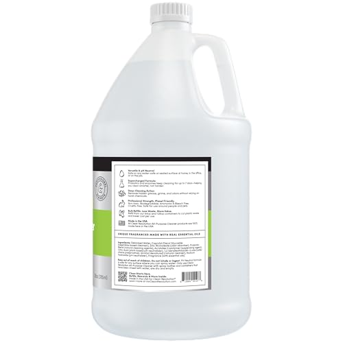 Image of Clean Revolution SuperCharged All Purpose Cleaner Refill with Smart Probiotic + Enzyme Complex, Multi-Surface Kitchen Bathroom & Floor Cleaner, Lily & Green Tea, 128 Fl Oz