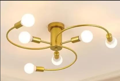 Image of 8 Bulb Ceiling jhumar light, Hanging Lights, Chandelier Jhoomar for Restaurants, Bedroom, Living Room, Kitchen, (Bulb Not Included) (Yellow Golden) (Gold.)