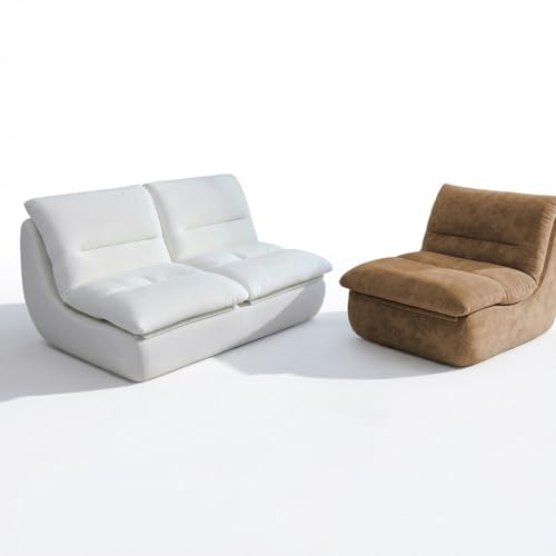 Coco Living Pack Nuvia Living | Canapé 2 Places + Fauteuil 1 Place | Design Moderne | Confort Ultra Moelleux pour Salon | Mobilier Haut de Gamme Chic (Blanc Beige)