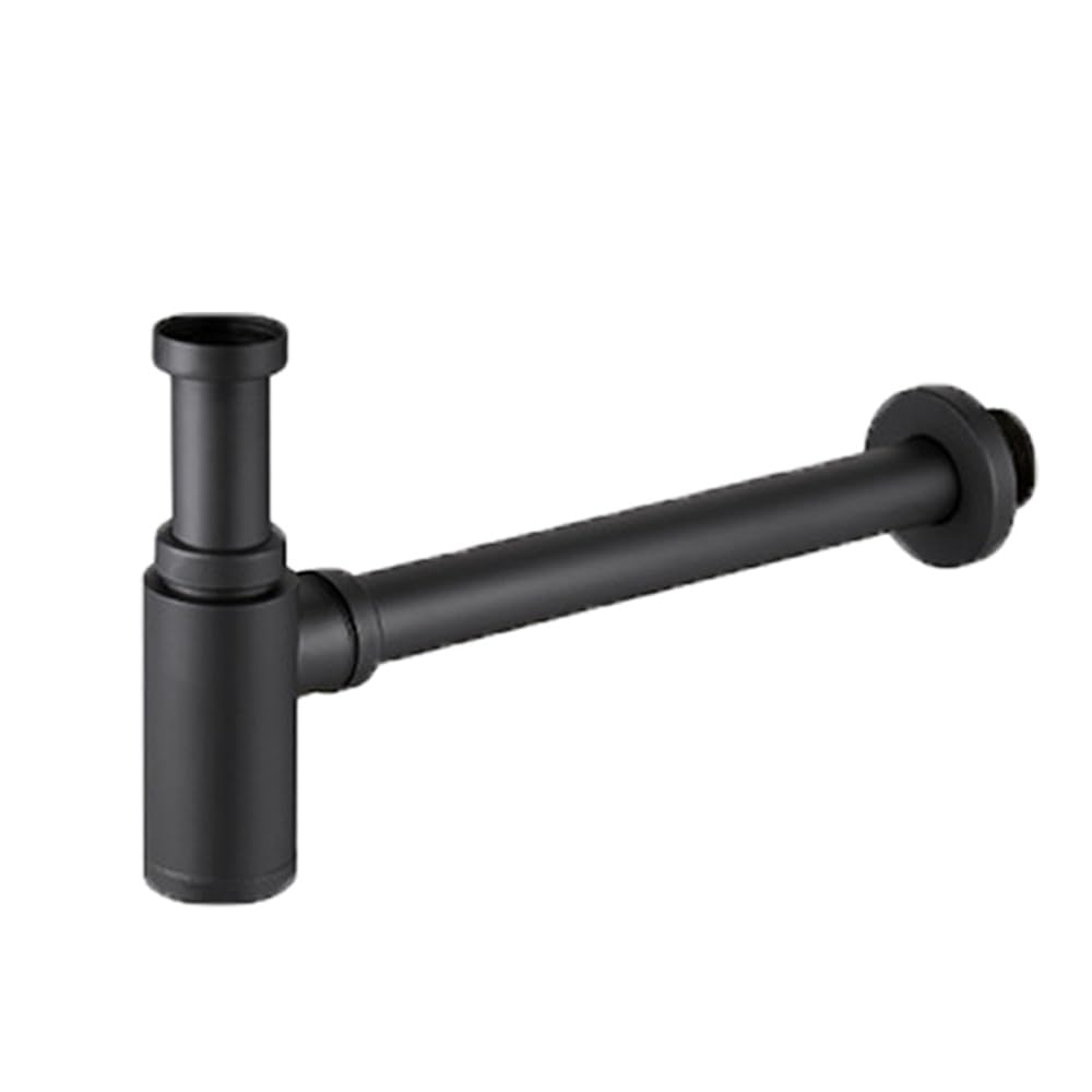 Bottle Trap, Stainless Steel Basin Sink Round Bottle P Trap, Lavatory Waste Trap Drain Kit for Bathroom Sink Basin Vessel, Matte Black â image 1