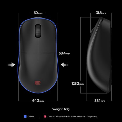 Image of BenQ Zowie U2-DW Wireless Symmetrical Gaming Mouse for Esports (Medium)|60g Lightweight|4000Hz Polling Rate with Enchanced Receiver|Driverless Plug & Play - 7 Buttons |PAW 3950 Sensor |Extra Skates