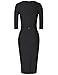 MUXXN Women's Elegant 3/4 Sleeve Slim Office Pencil Dress(L,Black)