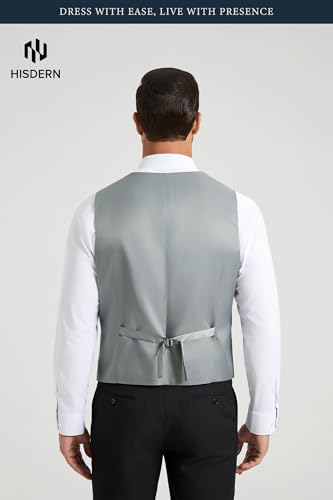 Image of HISDERN Mens Suit Vest Business Casual Dress Waistcoat Vest Solid Color Formal Wedding Vests for Suits or Tuxedo