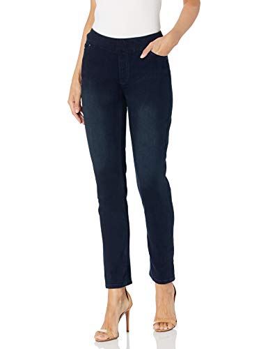 SLIM-SATION Women's Pull-On Jean Style Solid Ankle Pant, Midnight, 4