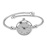 JOINPAYA Orologio al Quarzo da Donna alla Moda Cinturino Bracciale Bianco, Orologio da Polso Classico Casual per Impiego Quotidiano