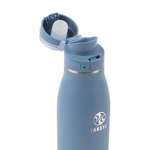 Image of Takeya Traveler Stainless Steel Travel Coffee Mug with Flip-Lock Lid (17 oz, Bluestone)- Leakproof Insulated Mug for Coffee & Tea
