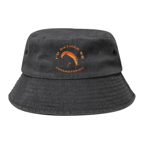 Qauirfe Paramotor I'd Rather Be Paramotoring Fashion Cowboy Denim Fisherman Hat Outdoor Fishing Cap Sun