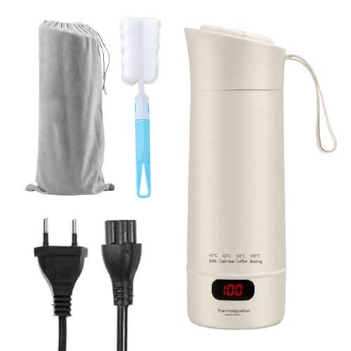 Tazza Riscaldante Portatile,400Ml 220V 300W Bollitore Da Viaggio Compatto Con Pinceles,Bollitore Elettrico Portatile Da Viaggio Per Tè,Caffè,Latte ePr Neonati,4 Livelli Di Temperatura Regolabili