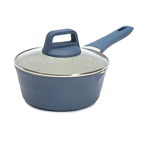 Ecolution Farmhouse Aluminiumguss, langlebige Antihaftbeschichtung, gleichmäßige Erwärmung, spülmaschinenfest, weicher Griff, 1,6 l Saucenpfanne, Blau Cover