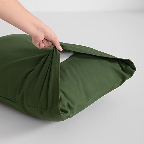 FLXXIE Microfiber Pillow Cases Queen Size Set of 2, Soft Pillowcases with Envelope Closure, Wrinkle Resistant Pillow Covers, 20x30, Olive Green