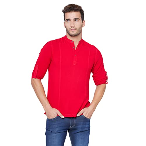 Image of Identiti Long Sleeves Solid Slim Fit 100% Viscose Casual Shirt /Kurta for Men
