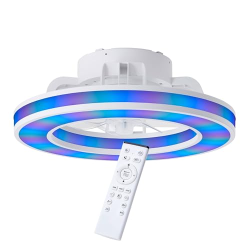 Plafonnier ventilateur silencieux télécommandable 26W 3100lm réglable