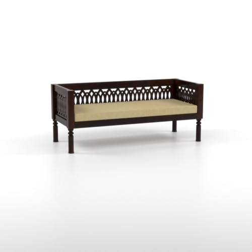 Image of NATRAJ ART & CRAFT Sheesham Wood 3 Seater Sofa Set for Living Room | Wooden CNC Sofa Set for Living Room Furniture (3 Seater, Walnut Finish)