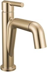 Delta Nicoli 15849LF-CZPD Badezimmer-Wasserhahn mit 1 Loch, gebürstetes Gold, Einloch-Badezimmerarmatur mit herausziehbarem Sprüher für Waschtisch, Push-Pop-Ablaufgarnitur, Champagnerbronze