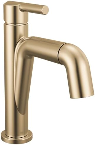 Delta Nicoli 15849LF-CZPD Badezimmer-Wasserhahn mit 1 Loch, gebürstetes Gold, Einloch-Badezimmerarmatur mit herausziehbarem Sprüher für Waschtisch, Push-Pop-Ablaufgarnitur, Champagnerbronze