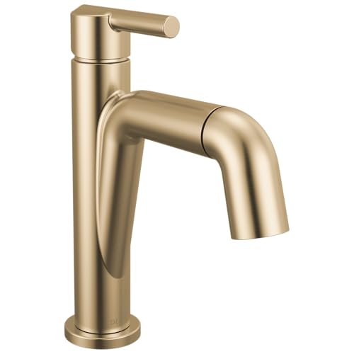 Delta Faucet Nicoli Pull-Down Single Hole Bathroom Faucet, Gold Bathroom Sink Faucet, Bathroom Faucet with Pull Out Sprayer, Single Handle Bathroom Faucet, Champagne Bronze 15849LF-CZPD by DELTA - Used condition - CA$154.59
