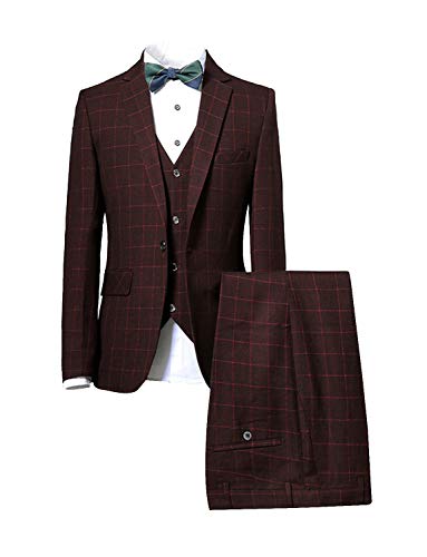 Costume de smoking pour hommes à carreaux ensemble premium trois pièces