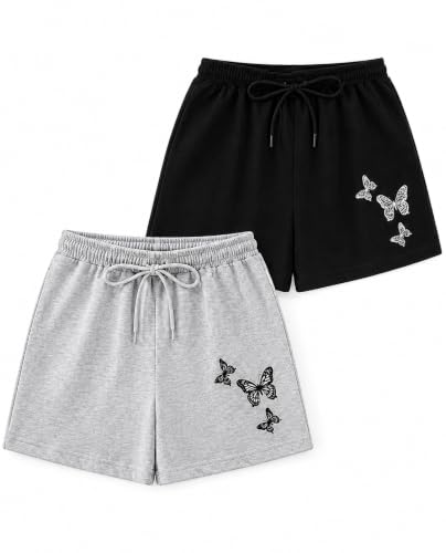 Image of MIKRAM Women's Butterfly Print Cotton Shorts Pack -1 You Order Muliti Quantity You Will GET Grey & Black