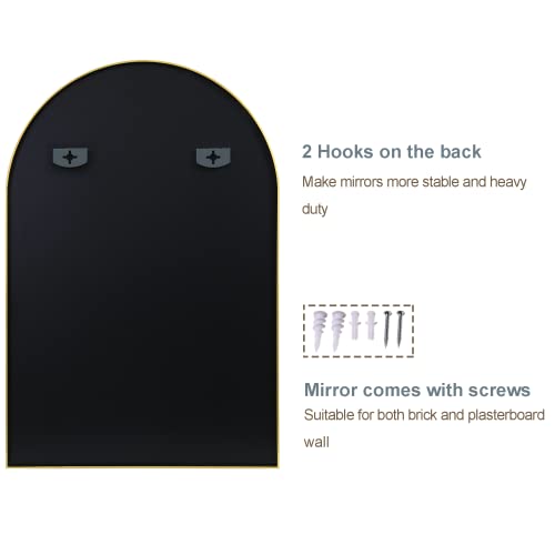 Arched Wall Mirror for Bathroom,Mirrors for Wall,24''x36'',Vanity Mirror for Bedroom Dresser, Entryway, Living Room, Metal Frame (36''x24'',Black)