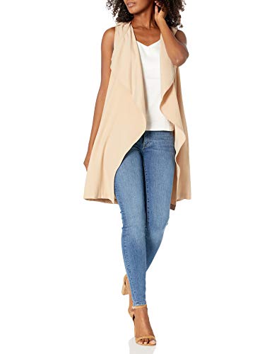 BCBGeneration Women's Sleeveless Draped Front Vest, Sand, SM (US 4)