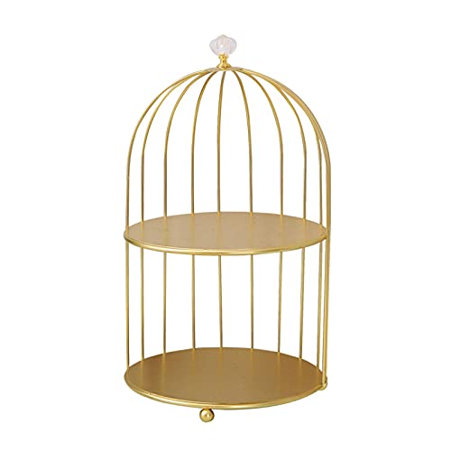 Iayokocc 16299780405126 Gold Cake Stands With Bird Cage Decoration cover