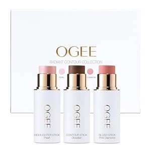 Ogee Face Stick Radiant Collection Trio – Contour Stick Makeup Collection – Certified Organic Contour Palette – Includes Bronzer Stick, Blush Stick & Highlighter Stick