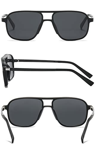 UNIEOWFA 3 in 1 Polarized Magnetic Clip on Sunglasses for Eyeglasses Men Driving Black Square Aviator Optical Glasses Frame