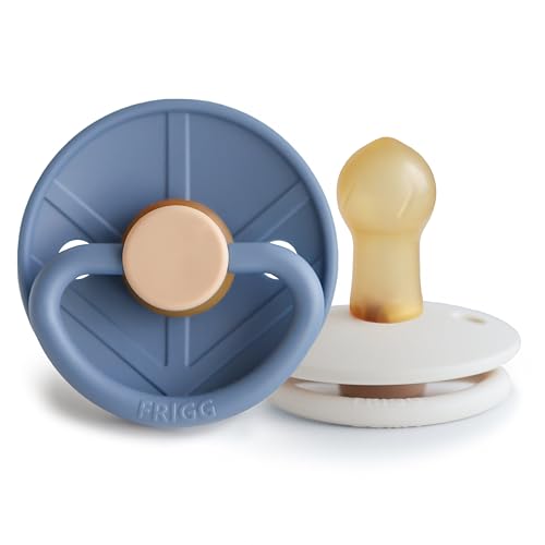 Image of FRIGG Little Viking Natural Rubber Baby Pacifier 2-Pack | Made in Denmark | BPA-Free (Ocean View/Cream, 0-6 Months)