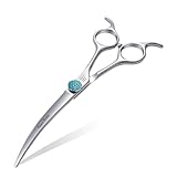 Fenice Professional Grooming Curved Shear: 45 Degree Super Curves Scissors for Dogs 6.5' Big Arc Curved Shears Made Of Japanese 440C Stainless Steel