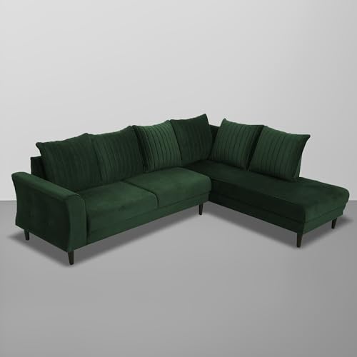 Image of Gratly RHS 4 Seater L Shape Sofa Set for Living Room (Green Colour) Premium Fabric Sofa